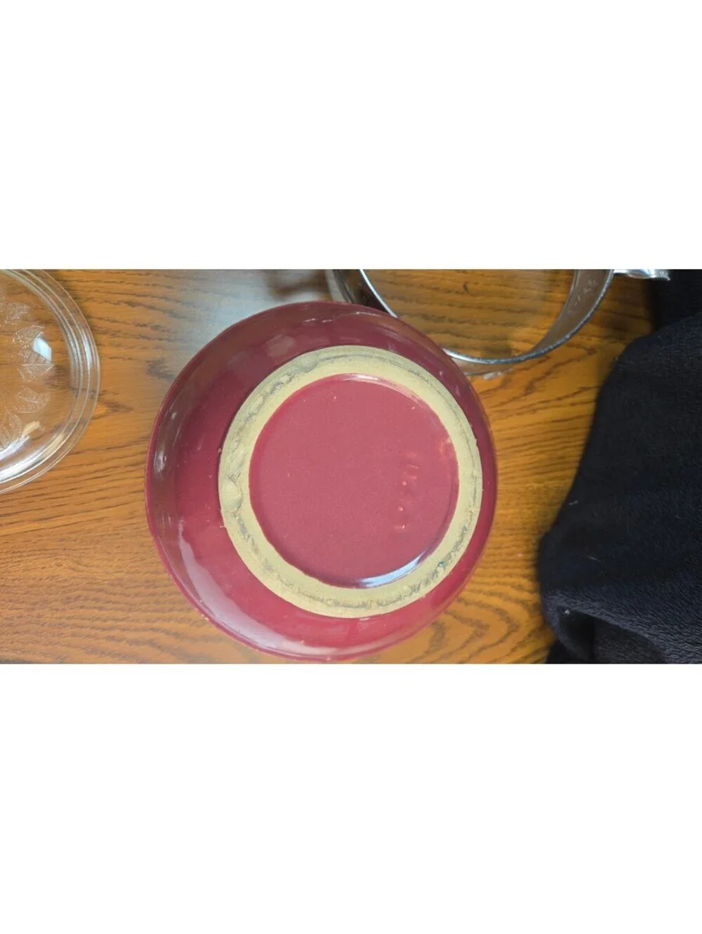 Vintage Red Ceramic and Silver Plated Chafing Dish with Glass Lid